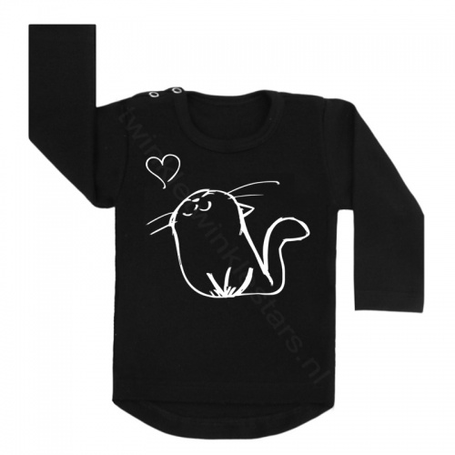 Longsleeve zwart kat