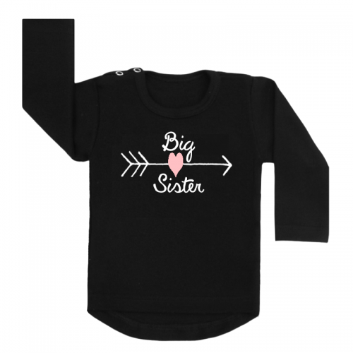 Shirt Big Sister Heart zwart