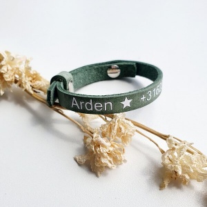 leren SOS armband mintgroen