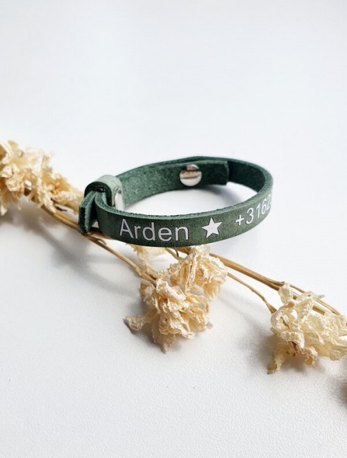 leren SOS armband mintgroen