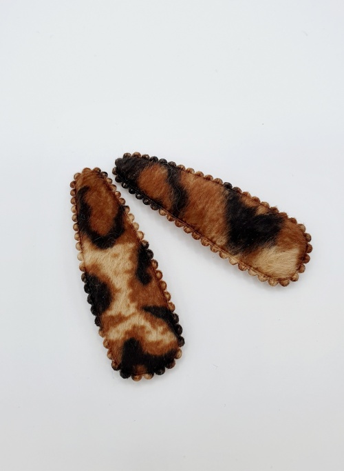 Setje haarspeldjes soft leopard