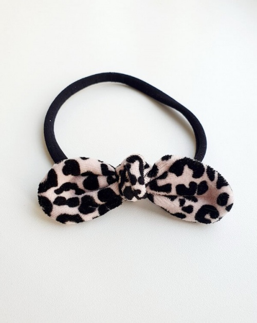 Haarband stoffen strik velvet leopard