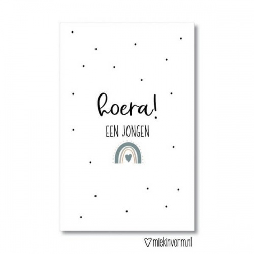 Minikaart hoera een jongen