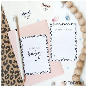 Babyshower leopard invulkaarten set