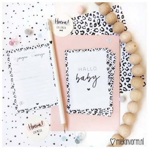 Babyshower leopard invulkaarten set