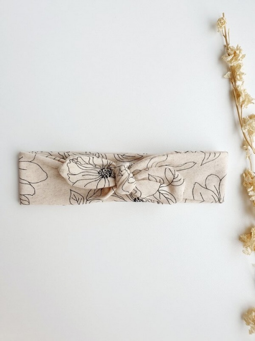 Haarband beige bloemen