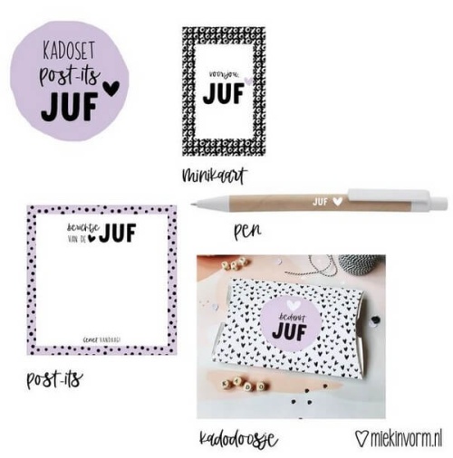 Cadeaupakketje juf post-its