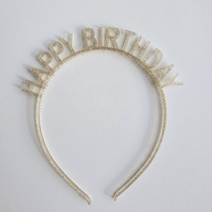 Witte diadeem happy birthday glow in the dark