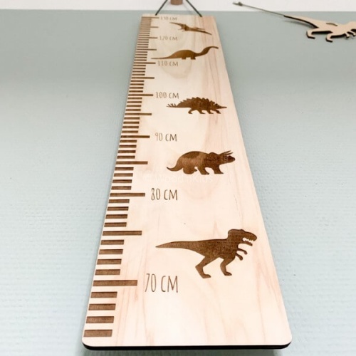 Houten groeimeter dino