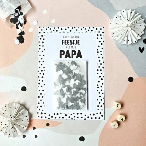 Ansichtkaart papa met zakje confetti